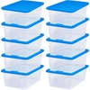 image:imageHOMZ 10Pack Snaplock Small Clear Plastic Storage Organizer Bins wLids 6 Quart Gray  Stackable Container Boxes for Bedroom Bathroom Garage and Office OrganizationBlue Lid