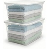 image:imageHOMZ 10Pack Snaplock Small Clear Plastic Storage Organizer Bins wLids 6 Quart Gray  Stackable Container Boxes for Bedroom Bathroom Garage and Office OrganizationWhite Lid