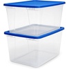 image:imageHOMZ 10Pack Snaplock Small Clear Plastic Storage Organizer Bins wLids 6 Quart Gray  Stackable Container Boxes for Bedroom Bathroom Garage and Office OrganizationBlue Lid