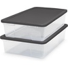 image:imageHOMZ 10Pack Snaplock Small Clear Plastic Storage Organizer Bins wLids 6 Quart Gray  Stackable Container Boxes for Bedroom Bathroom Garage and Office OrganizationGray Lid