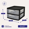 image:imageHOMZ 2 Drawer Storage Cart Wide Plastic Container Black Frame 2PackBlack frame with clear drawers