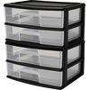 image:imageHOMZ 2 Drawer Storage Cart Wide Plastic Container Black Frame 2PackBlack frame with clear drawers