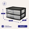 image:imageHOMZ 2 Drawer Storage Cart Wide Plastic Container Black Frame 2PackBlack frame with clear drawers