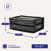 image:imageHOMZ 2 Drawer Storage Cart Wide Plastic Container Black Frame 2PackBlack frame with smoke tint drawers