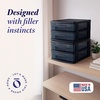 image:imageHOMZ 2 Drawer Storage Cart Wide Plastic Container Black Frame 2PackBlack frame with smoke tint drawers