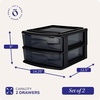 image:imageHOMZ 2 Drawer Storage Cart Wide Plastic Container Black Frame 2PackBlack frame with smoke tint drawers