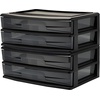 image:imageHOMZ 2 Drawer Storage Cart Wide Plastic Container Black Frame 2PackBlack frame with smoke tint drawers