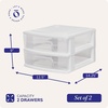 image:imageHOMZ 2 Drawer Storage Cart Wide Plastic Container Black Frame 2PackWhite frame with clear drawers