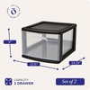 image:imageHOMZ 2Pack 1Drawer Storage Cart Clear Plastic Container 15 Wide Body Black Frame  Organizing Drawer Containers for Home Bathroom Bedroom Office and ClassroomBlack frame with clear drawers
