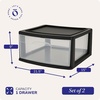 image:imageHOMZ 2Pack 1Drawer Storage Cart Clear Plastic Container 15 Wide Body Black Frame  Organizing Drawer Containers for Home Bathroom Bedroom Office and ClassroomBlack frame with clear drawers