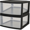 image:imageHOMZ 2Pack 1Drawer Storage Cart Clear Plastic Container 15 Wide Body Black Frame  Organizing Drawer Containers for Home Bathroom Bedroom Office and ClassroomBlack frame with clear drawers
