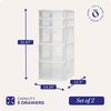 image:imageHOMZ 2Pack Drawer Tower 5Tier Clear Plastic Storage Organizer Unit Black Frame  MultiPurpose Container Drawers for Bedroom Bathroom and Office OrganizationWhite