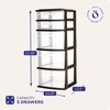 image:imageHOMZ 2Pack Drawer Tower 5Tier Clear Plastic Storage Organizer Unit Black Frame  MultiPurpose Container Drawers for Bedroom Bathroom and Office OrganizationBlack