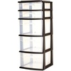 image:imageHOMZ 2Pack Drawer Tower 5Tier Clear Plastic Storage Organizer Unit Black Frame  MultiPurpose Container Drawers for Bedroom Bathroom and Office OrganizationBlack
