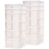 image:imageHOMZ 2Pack Drawer Tower 5Tier Clear Plastic Storage Organizer Unit Black Frame  MultiPurpose Container Drawers for Bedroom Bathroom and Office OrganizationWhite