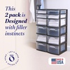 image:imageHOMZ 2Pack Drawer Tower 5Tier Clear Plastic Storage Organizer Unit Black Frame  MultiPurpose Container Drawers for Bedroom Bathroom and Office OrganizationBlack