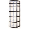 image:imageHOMZ 2Pack Drawer Tower 5Tier Clear Plastic Storage Organizer Unit Black Frame  MultiPurpose Container Drawers for Bedroom Bathroom and Office OrganizationBlack