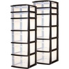 image:imageHOMZ 2Pack Drawer Tower 5Tier Clear Plastic Storage Organizer Unit Black Frame  MultiPurpose Container Drawers for Bedroom Bathroom and Office OrganizationBlack