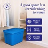 image:imageHOMZ 4Pack Durable Molded Bin Plastic Storage Containers wLids 18 Gallon Blue  Stackable Organizer Totes and Boxes for Bedroom Kitchen and Garage OrganizationBlue