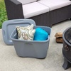 image:imageHOMZ 4Pack Durable Molded Bin Plastic Storage Containers wLids 18 Gallon Blue  Stackable Organizer Totes and Boxes for Bedroom Kitchen and Garage OrganizationTitanium Silver