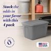 image:imageHOMZ 4Pack Durable Molded Bin Plastic Storage Containers wLids 18 Gallon Blue  Stackable Organizer Totes and Boxes for Bedroom Kitchen and Garage OrganizationTitanium Silver