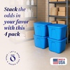 image:imageHOMZ 4Pack Durable Molded Bin Plastic Storage Containers wLids 18 Gallon Blue  Stackable Organizer Totes and Boxes for Bedroom Kitchen and Garage OrganizationBlue
