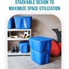 image:imageHOMZ 4Pack Durable Molded Bin Plastic Storage Containers wLids 18 Gallon Blue  Stackable Organizer Totes and Boxes for Bedroom Kitchen and Garage OrganizationTitanium Silver