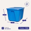 image:imageHOMZ 4Pack Durable Molded Bin Plastic Storage Containers wLids 18 Gallon Blue  Stackable Organizer Totes and Boxes for Bedroom Kitchen and Garage OrganizationBlue