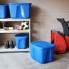 image:imageHOMZ 4Pack Durable Molded Bin Plastic Storage Containers wLids 18 Gallon Blue  Stackable Organizer Totes and Boxes for Bedroom Kitchen and Garage OrganizationBlue