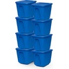 image:imageHOMZ 4Pack Durable Molded Bin Plastic Storage Containers wLids 18 Gallon Blue  Stackable Organizer Totes and Boxes for Bedroom Kitchen and Garage OrganizationBlue