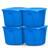 image:imageHOMZ 8Pack Durable Molded Bin Plastic Storage Containers with Lids 18 Gallon Blue  Stackable Organizer Totes and Boxes for Bedroom Kitchen and Garage OrganizationBlue