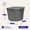 image:imageHOMZ 8Pack Durable Molded Bin Plastic Storage Containers with Lids 18 Gallon Blue  Stackable Organizer Totes and Boxes for Bedroom Kitchen and Garage OrganizationTitanium Silver