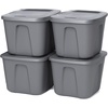 image:imageHOMZ 8Pack Durable Molded Bin Plastic Storage Containers with Lids 18 Gallon Blue  Stackable Organizer Totes and Boxes for Bedroom Kitchen and Garage OrganizationTitanium Silver
