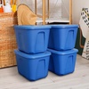 image:imageHOMZ 8Pack Durable Molded Bin Plastic Storage Containers with Lids 18 Gallon Blue  Stackable Organizer Totes and Boxes for Bedroom Kitchen and Garage OrganizationBlue