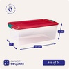 image:imageHOMZ Clear Plastic Storage Bin with Secure Latching Red Lid 64 Qt 2 Pack64 Quart  1625 x 7 x 625