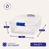 image:imageHOMZ Clear Plastic Storage Bins wLatching Lid 75 Qt Gray Latch 5 PackBlue