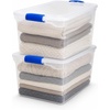 image:imageHOMZ Clear Plastic Storage Bins wLatching Lid 75 Qt Gray Latch 5 PackBlue