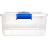 image:imageHOMZ Clear Plastic Storage Bins wLatching Lid 75 Qt Gray Latch 5 PackBlue