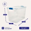 image:imageHOMZ Clear Plastic Storage Bins wLatching Lid 75 Qt Gray Latch 5 PackBlue
