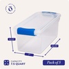 image:imageHOMZ Clear Plastic Storage Bins wLatching Lid 75 Qt Gray Latch 5 PackBlue