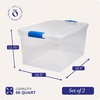 image:imageHOMZ Clear Plastic Storage Bins wLatching Lid 75 Qt Gray Latch 5 PackBlue