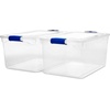 image:imageHOMZ Clear Plastic Storage Bins wLatching Lid 75 Qt Gray Latch 5 PackBlue
