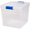 image:imageHOMZ Clear Plastic Storage Bins wLatching Lid 75 Qt Gray Latch 5 PackBlue Latch