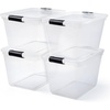 image:imageHOMZ Clear Plastic Storage Bins wLatching Lid 75 Qt Gray Latch 5 PackGray