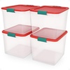 image:imageHOMZ Clear Plastic Storage Bins wLatching Lid 75 Qt Gray Latch 5 PackRed