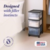 image:imageHOMZ Drawer Tower 3Tier Storage Cart with Removable Wheels Purple FrameBlack