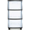 image:imageHOMZ Drawer Tower 3Tier Storage Cart with Removable Wheels Purple FrameBlack
