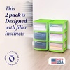 image:imageHOMZ Drawer Tower 3Tier Storage Cart with Removable Wheels Purple FrameBold Lime