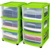 image:imageHOMZ Drawer Tower 3Tier Storage Cart with Removable Wheels Purple FrameBold Lime