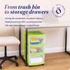image:imageHOMZ Drawer Tower 3Tier Storage Cart with Removable Wheels Purple FrameBold Lime